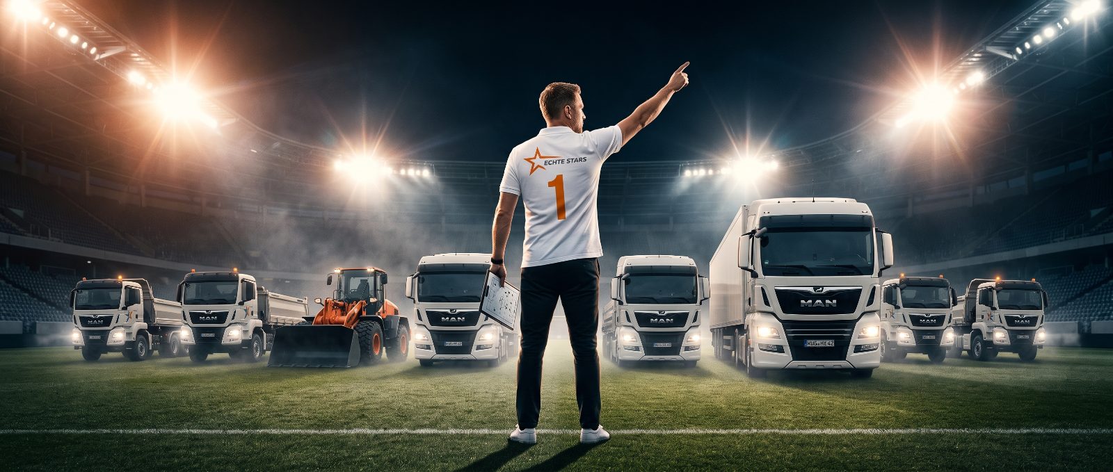Trainer an der Seitenlinie dirigiert die Echte-Stars-Flotte in taktischer Aufstellung